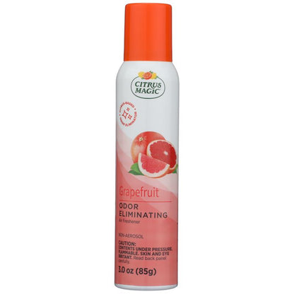 Emery Jensen aerosol air freshener spray with grapefruit scent, compact container for freshening indoor spaces.