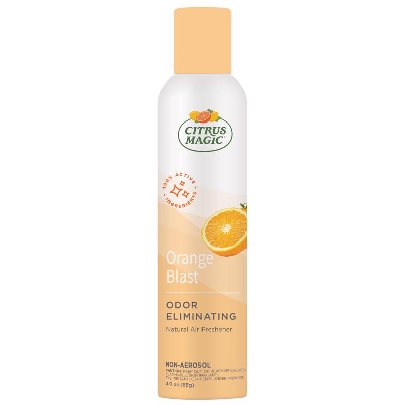 Emery Jensen Citrus Magic Orange Spry aerosol air fresheners, pack of 6, with bright orange scent and spray cans.