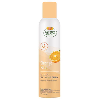 Emery Jensen Citrus Magic Orange Spry aerosol air fresheners, pack of 6, with bright orange scent and spray cans.