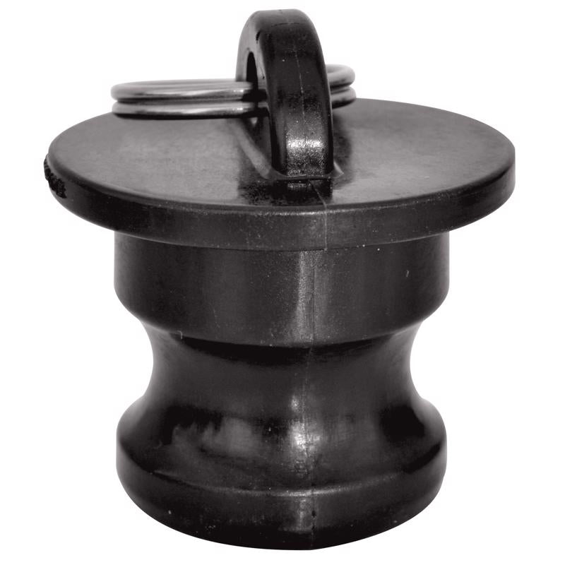 Poly black coupling for AG sprayer fittings and PAR, 1-1/2-inch size, by Emery Jensen, shown in a close-up image.