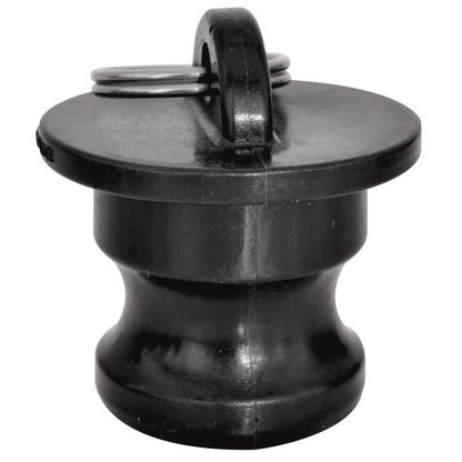 Poly black coupling for AG sprayer fittings and PAR, 1-1/2-inch size, by Emery Jensen, shown in a close-up image.