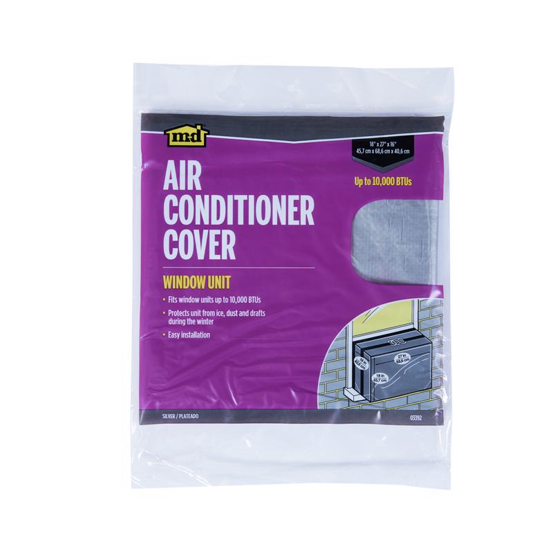 Emery Jensen air conditioner cover measuring 18x27x16 inches, designed to protect outdoor AC units from weather.
