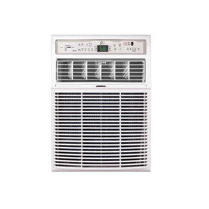 Emery Jensen casement air conditioner unit with 10KBTU cooling capacity, installed in a window for efficient home cooling.