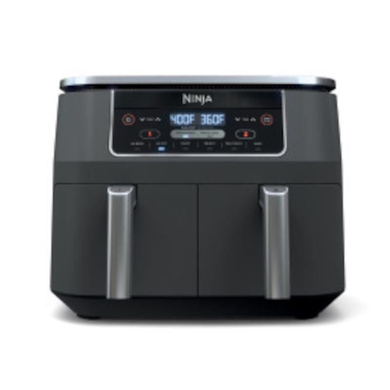 Emery Jensen black 1690W 12-inch air fryer with digital controls and spacious cooking basket for healthy frying.