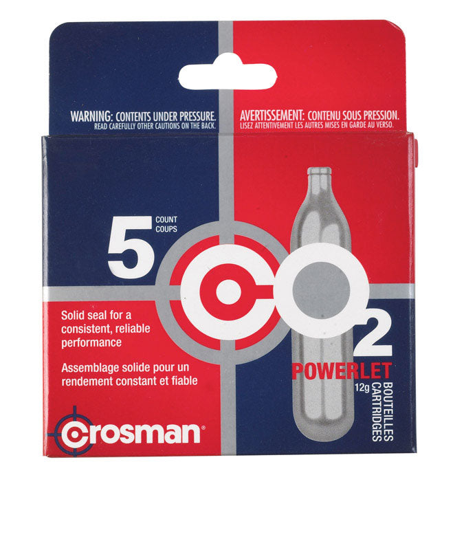 Emery Jensen CO2 12g cartridge pack for air guns, 5-count, compact gas cartridges for air gun accessories.