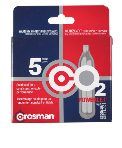 Emery Jensen CO2 12g cartridge pack for air guns, 5-count, compact gas cartridges for air gun accessories.