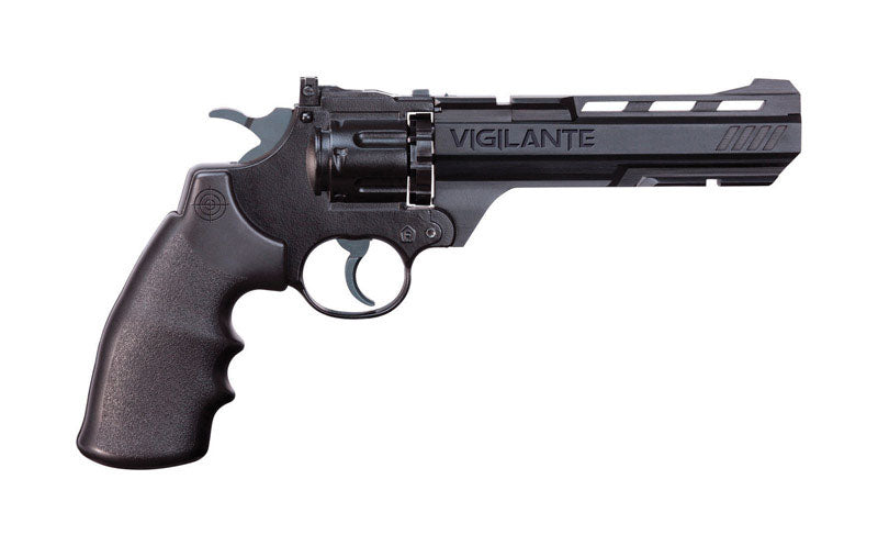 Emery Jensen CO2 Revolver Vigilante air gun with black finish and realistic design, ready for target shooting.
