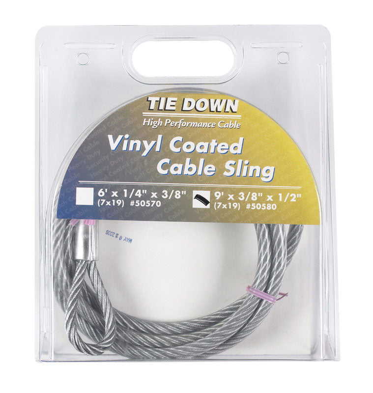 Emery Jensen aircraft cable sling, 9'3/8-1/2 VNYL, durable steel cable with protective vinyl coating for secure lifting and rigging.