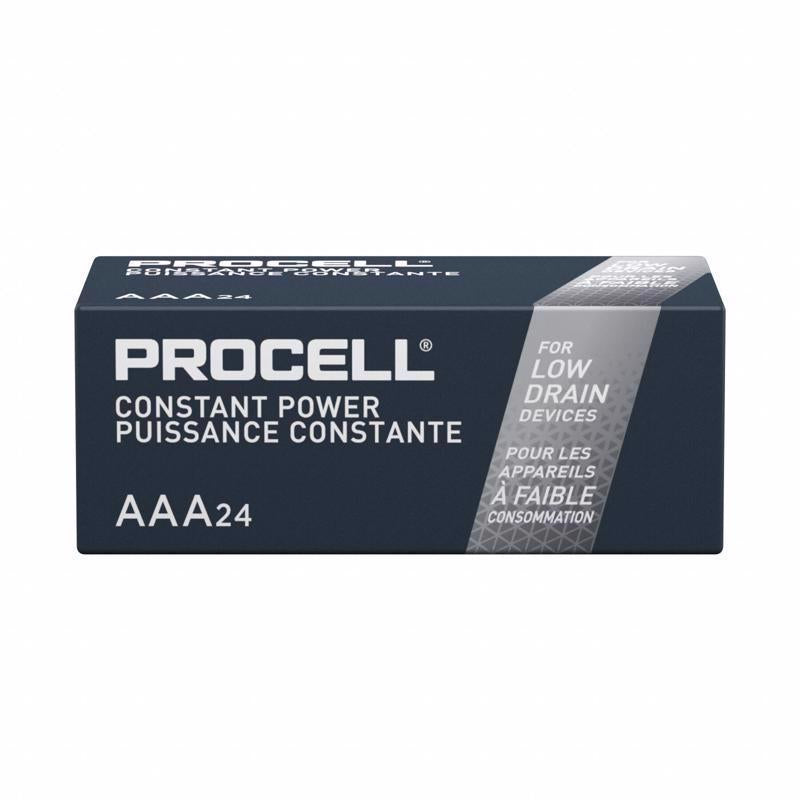 Pack of 24 Emery Jensen alkaline AAA batteries, compact and reliable power source for household devices.