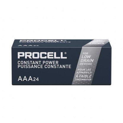 Pack of 24 Emery Jensen alkaline AAA batteries, compact and reliable power source for household devices.
