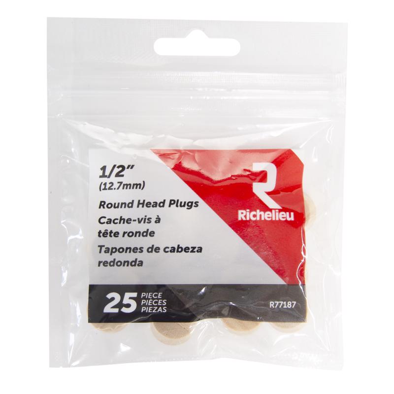 HEAD PLG RND BIRCH 1/2" - Pack of 5