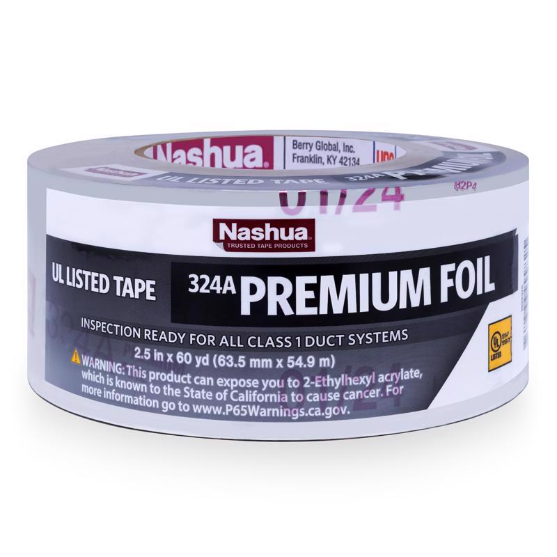 Emery Jensen foil duct tape, 2.5 inches by 60 yards, flexible and durable for sealing and insulation applications.