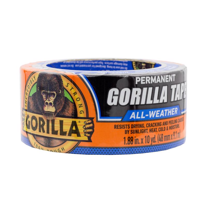 Emery Jensen Gorilla Tape black all duct tape roll, 10 yards, pack of 6, strong adhesive tape for repairs and sealing.