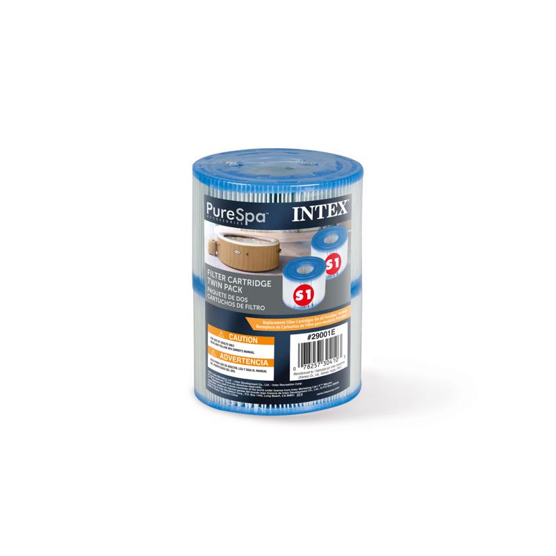 Emery Jensen spa filter cartridge 2-pack for all pool types, used in pool filtration systems, with white cylindrical filters in packaging.