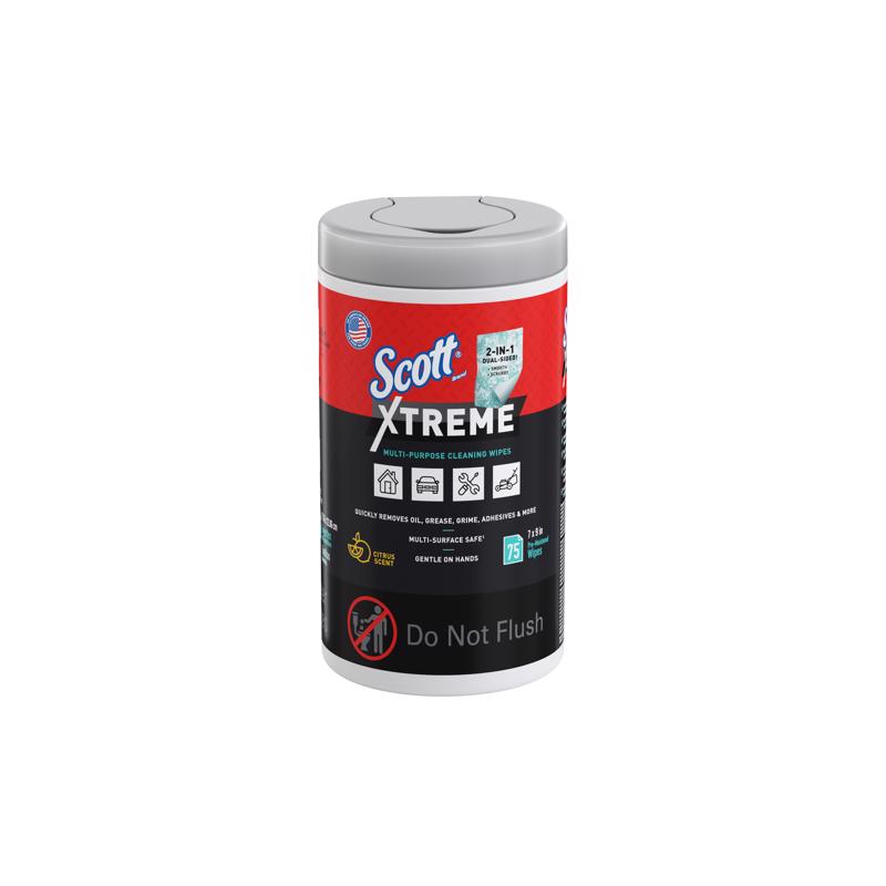 Emery Jensen all-purpose cleaning wipes 75 count, 7x9 inches, suitable for various surfaces, in a resealable pack.