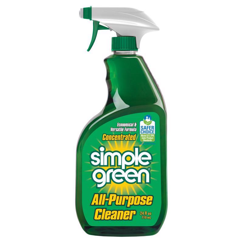 Six bottles of Emery Jensen CLEANR SIMPLE GREEN all-purpose cleaner, 24oz each, in a pack of six.