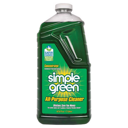 Six bottles of Emery Jensen CLEANR SIMPLE all-purpose cleaner in green, 67.6 oz each, arranged for cleaning tasks.