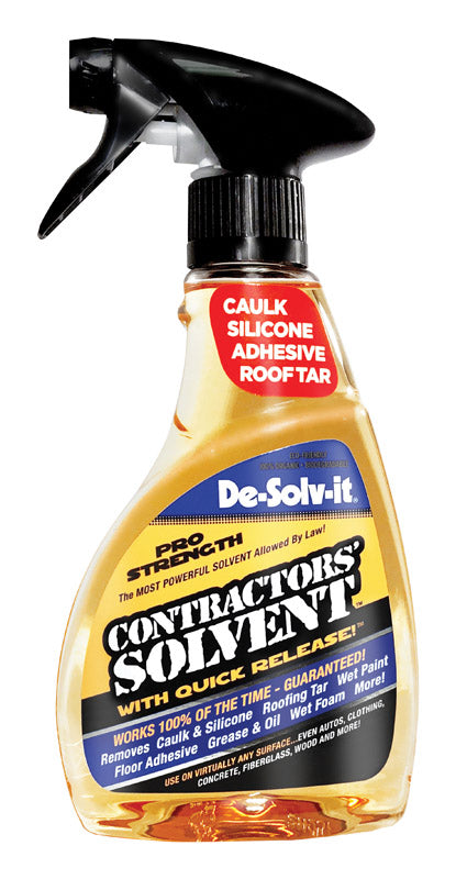 Emery Jensen ContractR Solvent 12oz all-purpose cleaner bottle with label, suitable for various cleaning tasks.