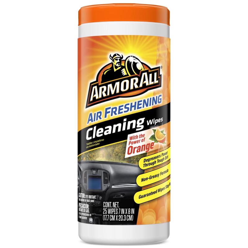 Emery Jensen all-purpose cleaner wipes in orange, 25 count, designed for versatile cleaning around the home or office.