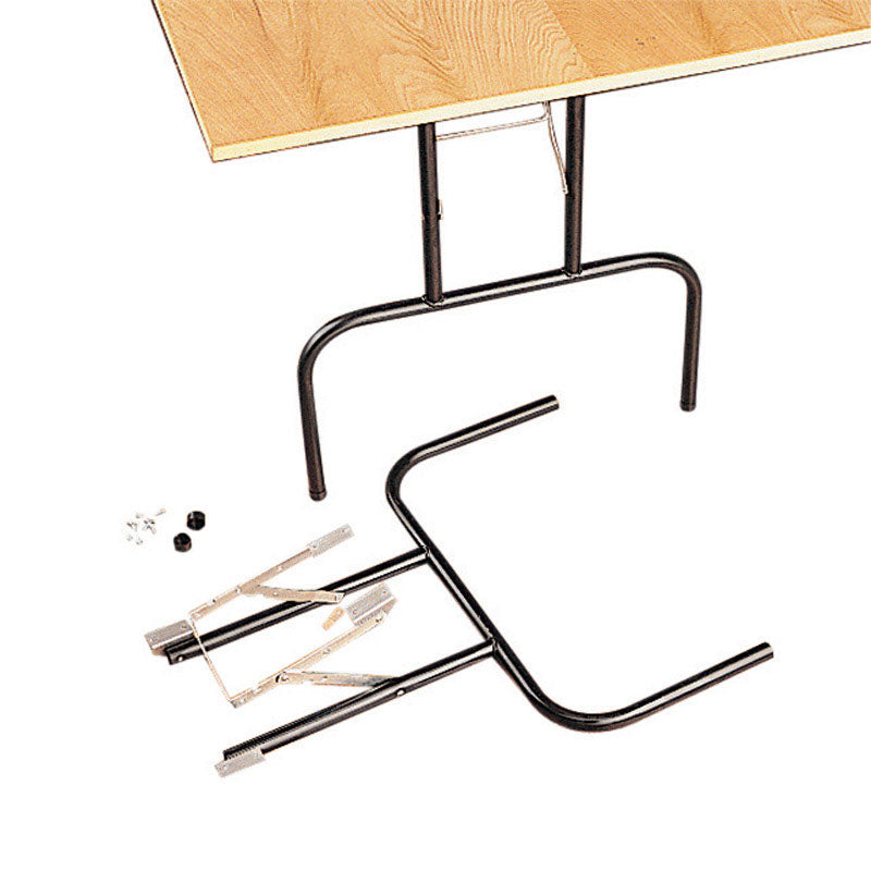 Foldable all-purpose table leg from Emery Jensen, 29x24 inches, showcasing sturdy metal construction and adjustable height.