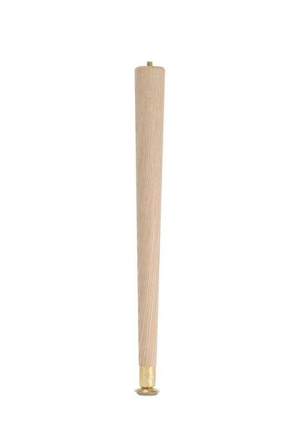 Round wooden table leg by Emery Jensen, 3.5 inches, used for all types of tables, showcasing a smooth, natural wood finish.