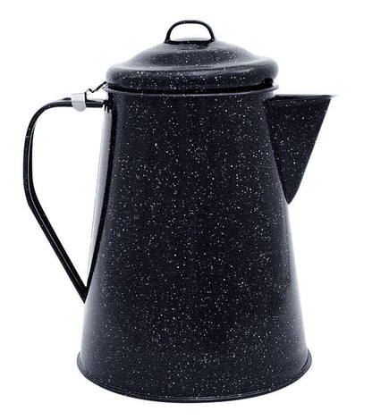 Emery Jensen boiler coffee teakettle in black, 100 oz, made of durable all teakettles material, ready for brewing.