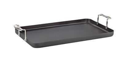 Emery Jensen 20-inch aluminum griddle andzd aluminum cooking surface with sturdy handles and non-stick finish.