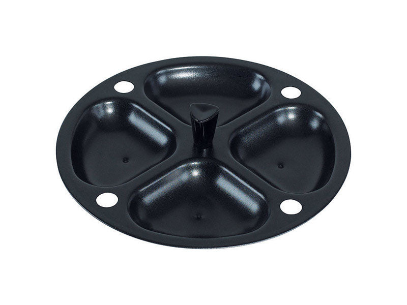 Aluminum poacher insert for fry pan by Emery Jensen, designed for poaching eggs or seafood in compatible cookware.
