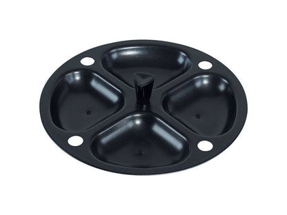 Aluminum poacher insert for fry pan by Emery Jensen, designed for poaching eggs or seafood in compatible cookware.