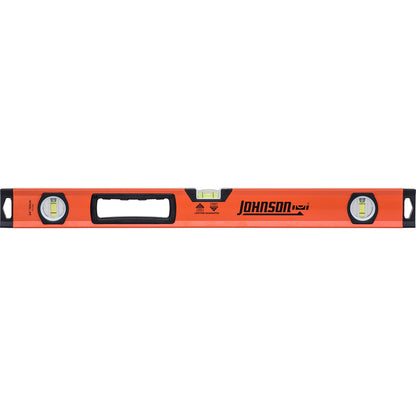 Pair of Emery Jensen 24-inch aluminum box levels with three vials for accurate leveling and measuring.