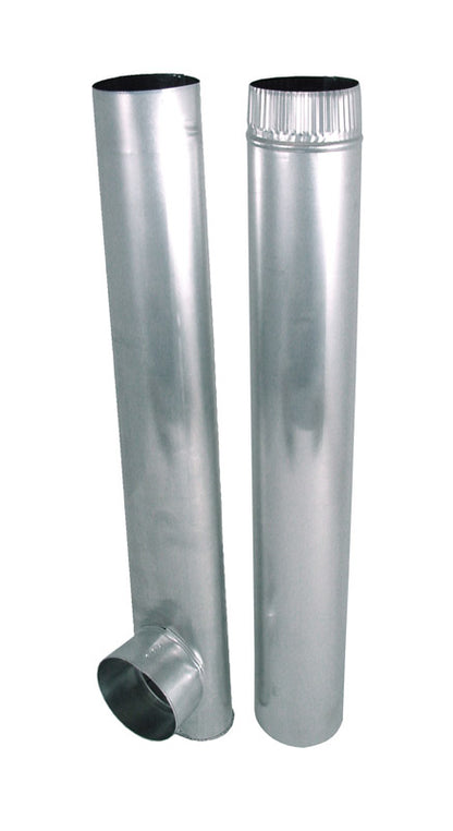 Adjustable 4-inch aluminum dryer vent pipe fitting by Emery Jensen, showing the flexible, lightweight aluminum duct component.