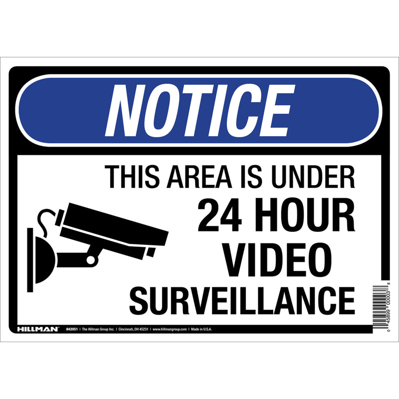 SIGN 24HR SURVEIL 10X14" - Pack of 6