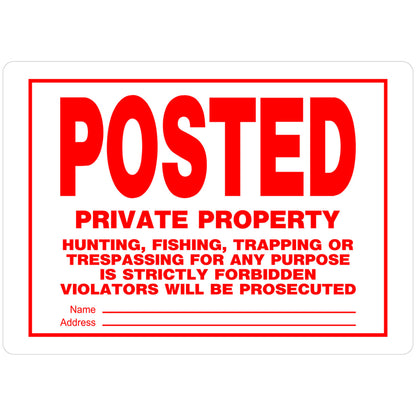SIGN PRVT PRPRTY 10X14" - Pack of 6