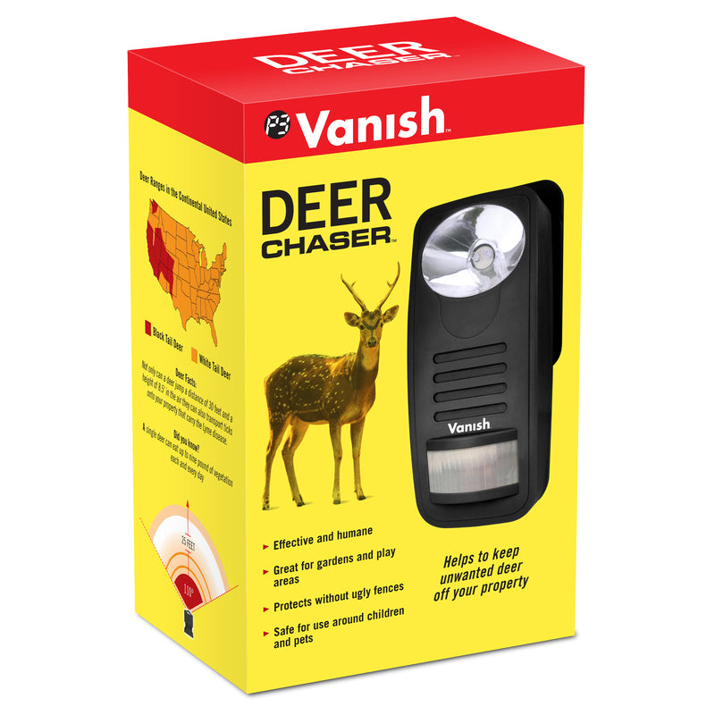 Emery Jensen ELC Deer Repeller for animal and rodent control, showing the device in a natural outdoor setting.