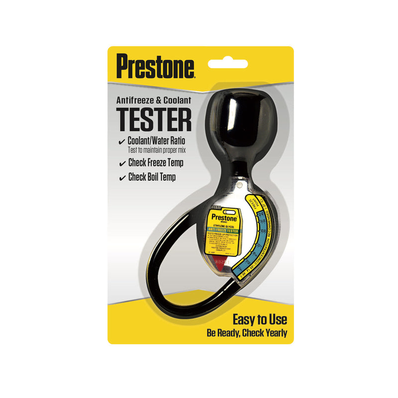 Emery Jensen coolant tester for Prestone anti-freeze, showing a handheld device used to check coolant freeze levels.