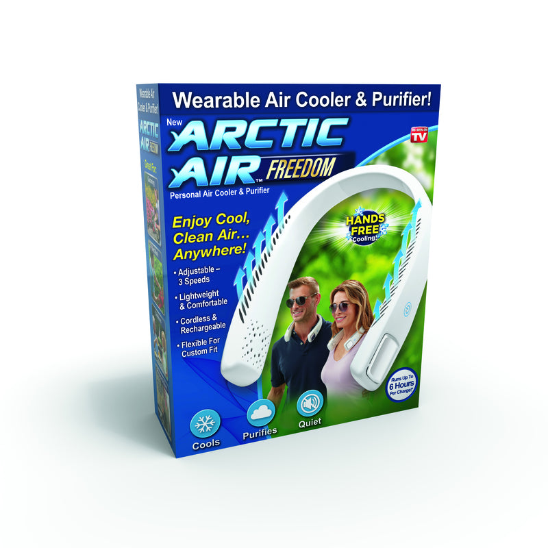 Emery Jensen air cooler and purifier with 3-speed settings, shown as an as seen on TV product with sleek compact design.