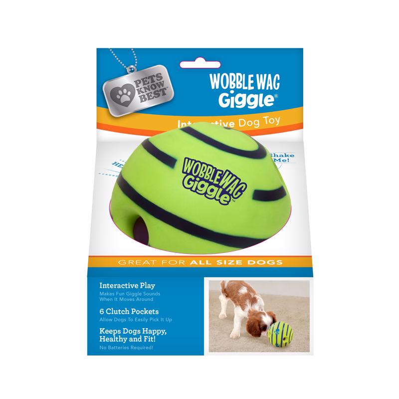 Green vinyl ball dog toy from Emery Jensen's As Seen On TV collection, durable and fun for pets.