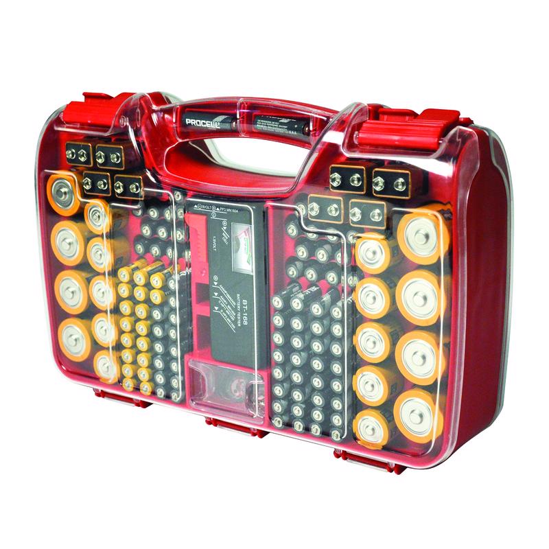 Emery Jensen Battery Daddy storage case for organizing and storing batteries, as seen in TV product demonstrations.