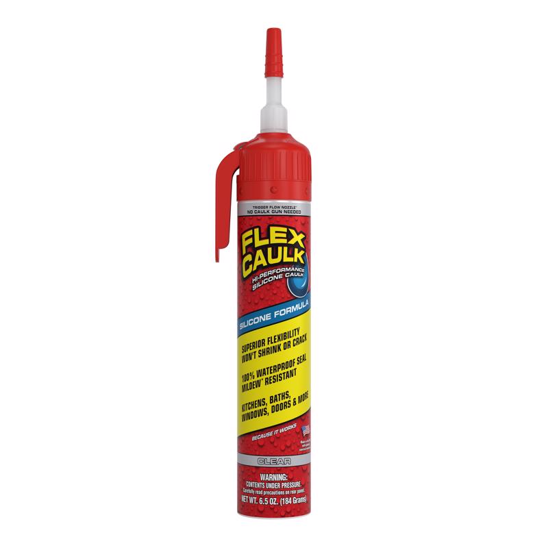 Pack of four Emery Jensen Clear Caulk SLCN, 6.5oz, used for sealing and waterproofing in home improvement projects.