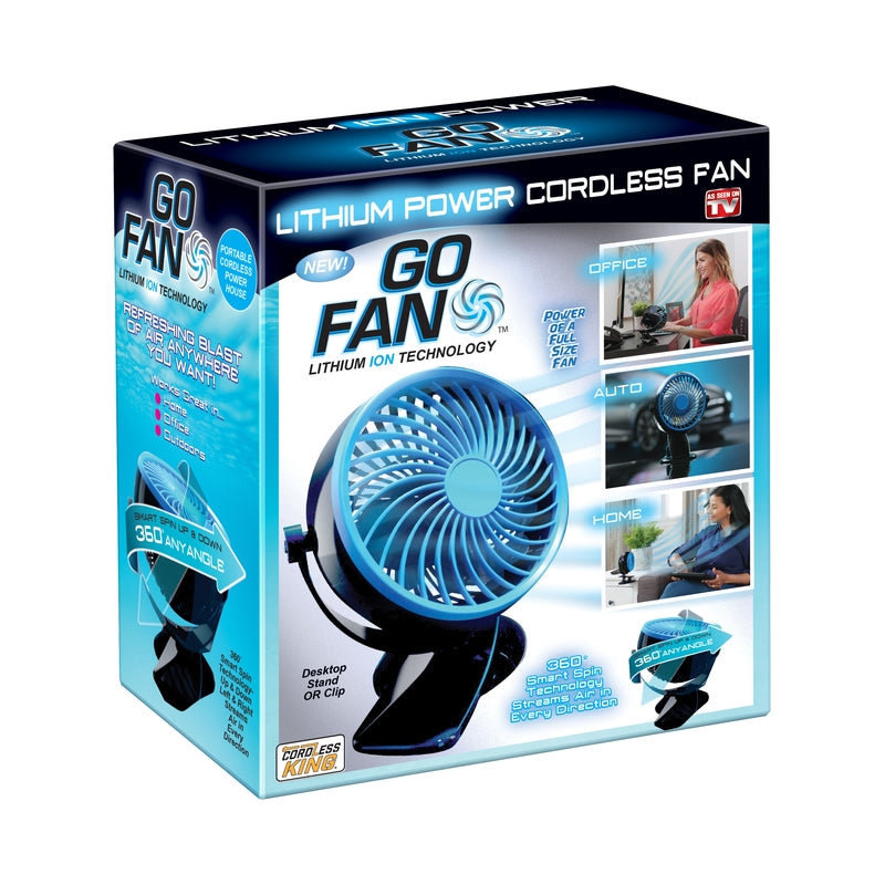 Emery Jensen cordless rechargeable fan from As Seen on TV products, compact and portable with adjustable settings.