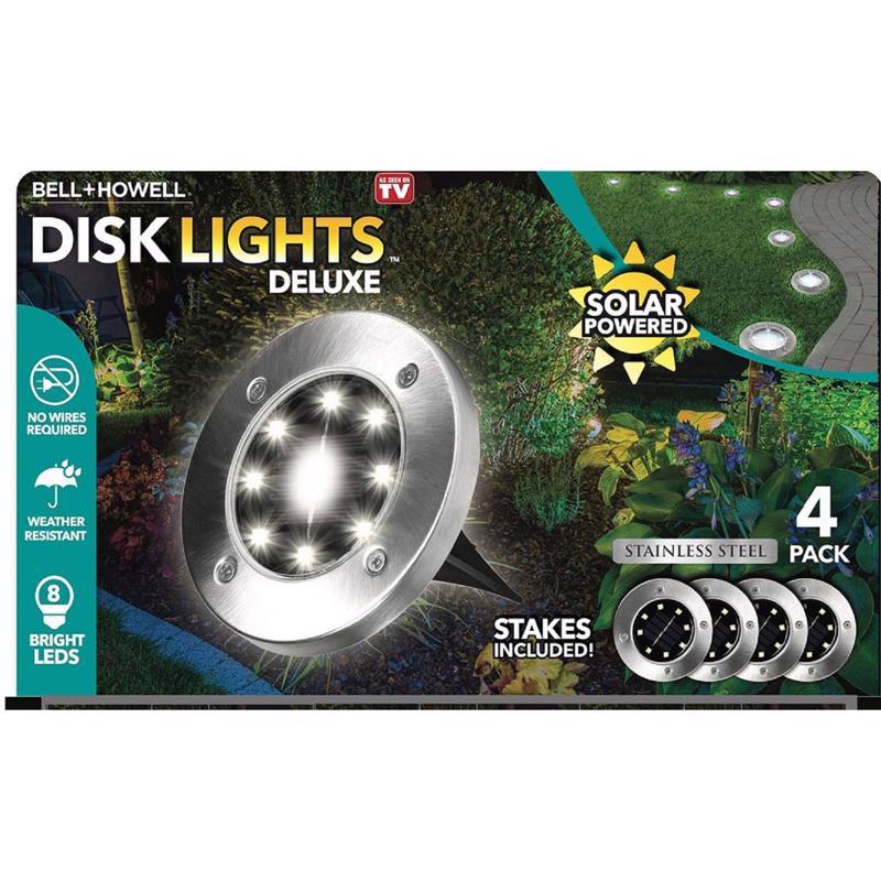Emery Jensen AS SEEN ON TV Disk Light SS 4-pack, compact LED lights for home lighting, mounted on a wall or ceiling.
