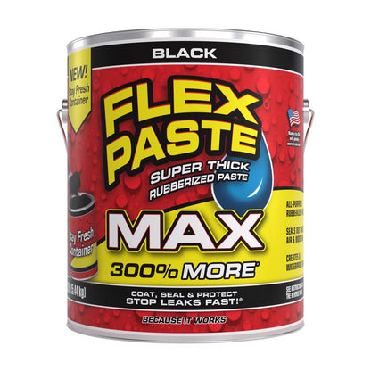 Emery Jensen Flex Seal Paste in black, 12lb container, as seen on TV, used for sealing and waterproofing surfaces.