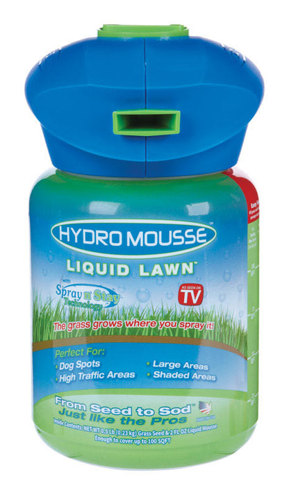 Emery Jensen Liquid Lawn System, an as seen on TV product, showing a spray bottle and lawn care setup on a garden lawn.