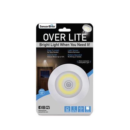 Emery Jensen Over Lite wall and ceiling LED light, sleek modern design, mounted on wall with bright illumination.