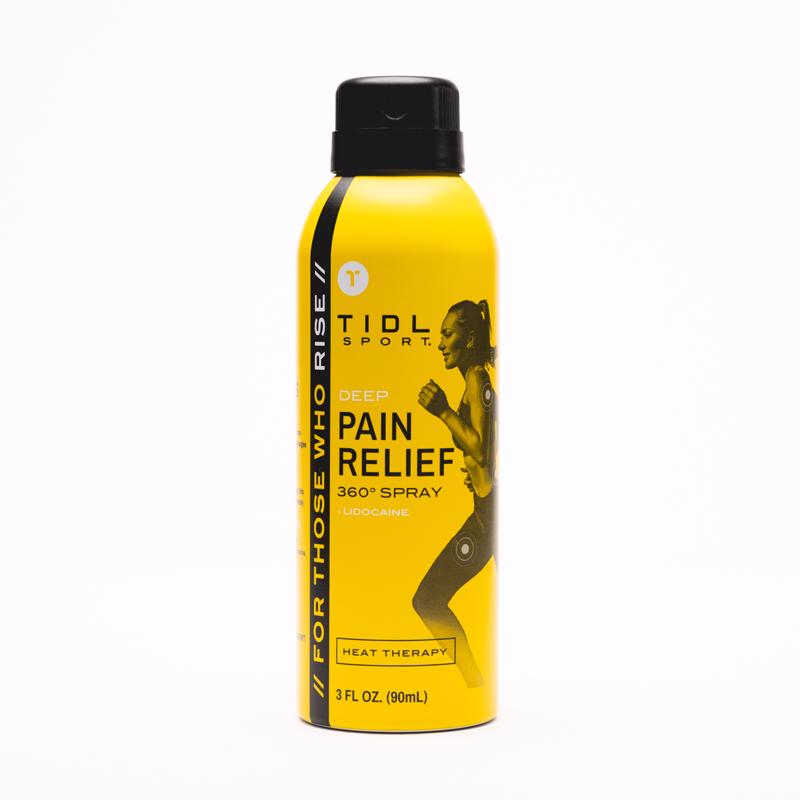 Emery Jensen Pain Relief Lidcn Spry, as seen on TV, in a bottle showing the product label and packaging for pain relief.