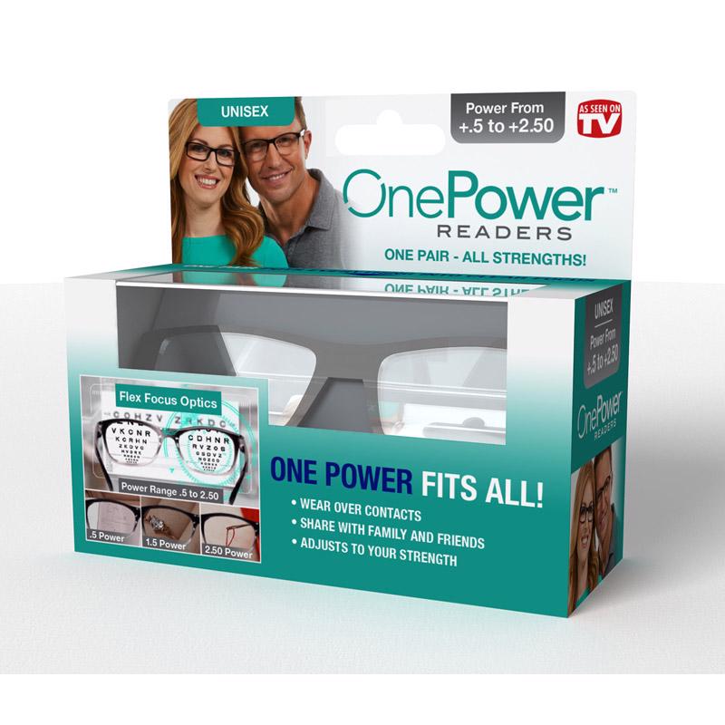 Black Emery Jensen Readers 1-Power AS SEEN ON TV product image featuring stylish reading glasses with a sleek design.