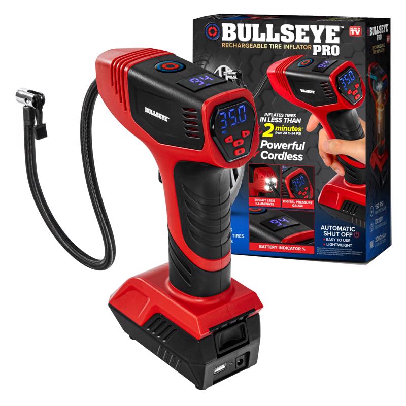 Emery Jensen RECHRGBL Tire Inflator, as seen on TV, compact handheld device for quick and easy tire inflation.