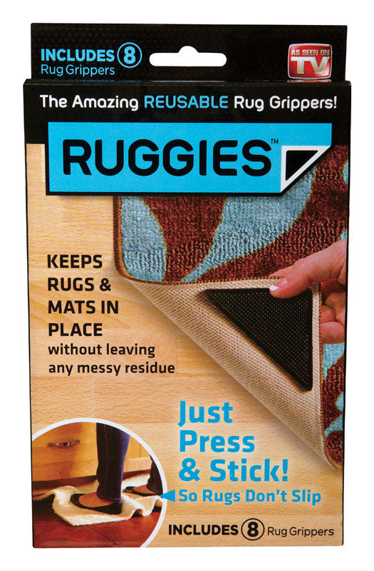 Emery Jensen reusable rug grippers from AS SEEN ON TV products secure rugs to floors with non-slip grip.