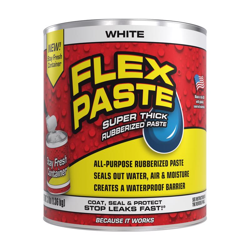 White rubber paste in a 3lb container by Emery Jensen, used for sealing and bonding in household repairs.