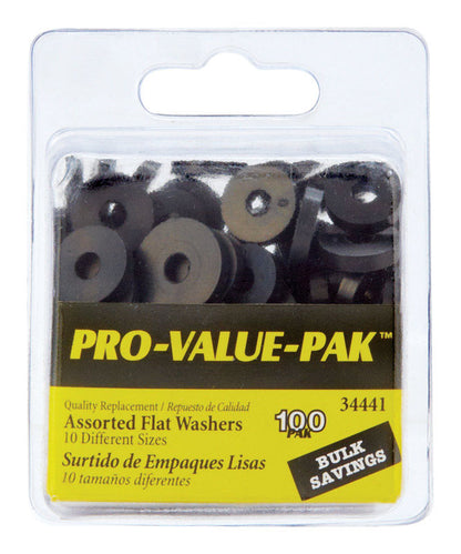 Emery Jensen washer assortment pack with 100 flat washers in various sizes, ideal for hardware and repair projects.